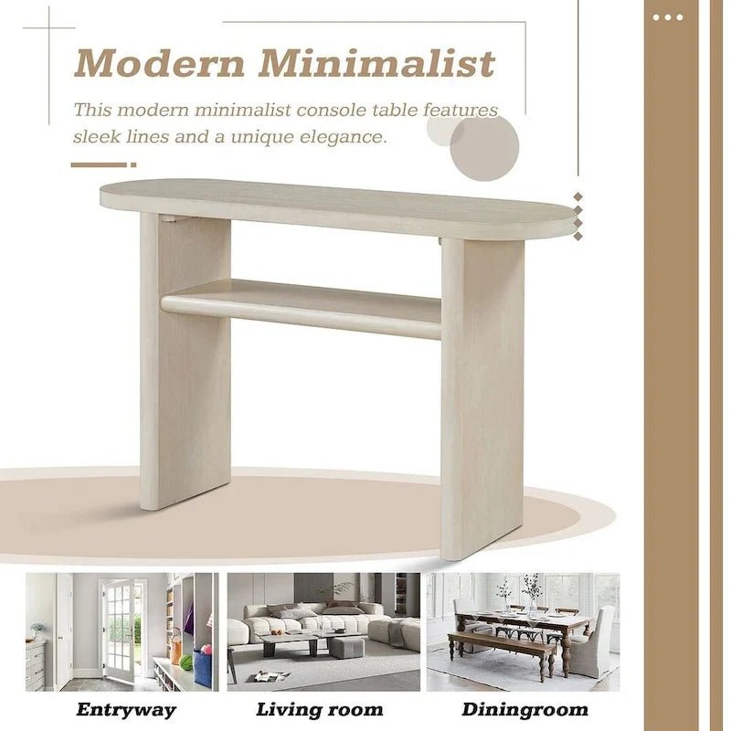 Table console moderne en bois 47,80 po avec étagère