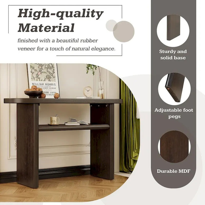 Table console moderne en bois 47,80 po avec étagère