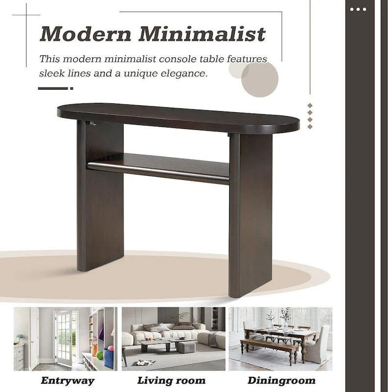 Table console moderne en bois 47,80 po avec étagère