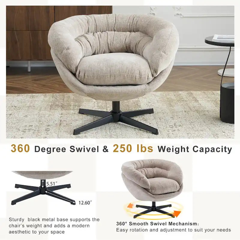 Fauteuil pivotant de club en chenille