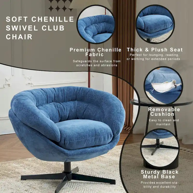 Fauteuil pivotant de club en chenille