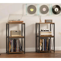 Support de tourne-disque à 3 niveaux avec rangement pour disques vinyles - 11,85P x 15,94L x 30,91H