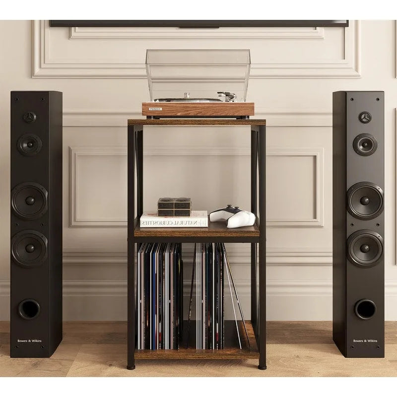 Support de tourne-disque à 3 niveaux avec rangement pour disques vinyles - 11,85P x 15,94L x 30,91H