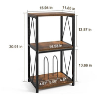 Support de tourne-disque à 3 niveaux avec rangement pour disques vinyles - 11,85P x 15,94L x 30,91H