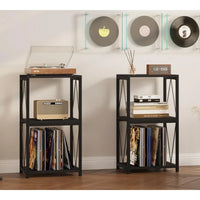 Support de tourne-disque à 3 niveaux avec rangement pour disques vinyles - 11,85P x 15,94L x 30,91H