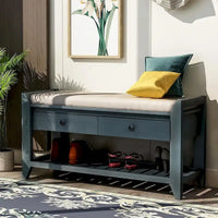 Banc de rangement polyvalent d'entrée de ferme 39 avec 2 tiroirs et 1 étagère à chaussures