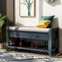 Banc de rangement polyvalent d'entrée de ferme 39 avec 2 tiroirs et 1 étagère à chaussures
