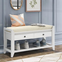 Banc de rangement polyvalent d'entrée de ferme 39 avec 2 tiroirs et 1 étagère à chaussures