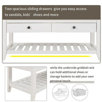 Banc de rangement polyvalent d'entrée de ferme 39 avec 2 tiroirs et 1 étagère à chaussures