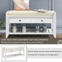 Banc de rangement polyvalent d'entrée de ferme 39 avec 2 tiroirs et 1 étagère à chaussures