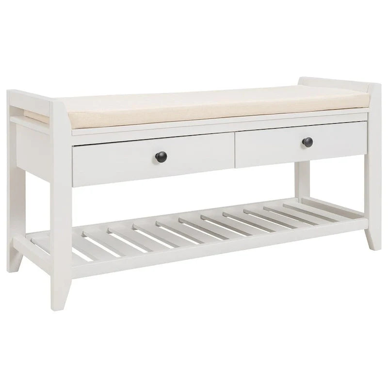 Banc de rangement polyvalent d'entrée de ferme 39 avec 2 tiroirs et 1 étagère à chaussures