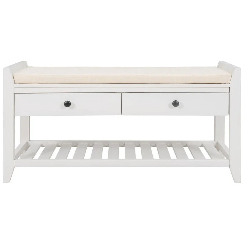 Banc de rangement polyvalent d'entrée de ferme 39 avec 2 tiroirs et 1 étagère à chaussures