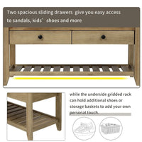 Banc de rangement polyvalent d'entrée de ferme 39 avec 2 tiroirs et 1 étagère à chaussures