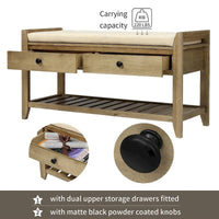 Banc de rangement polyvalent d'entrée de ferme 39 avec 2 tiroirs et 1 étagère à chaussures