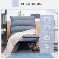 Fauteuil de sol pivotant avec soutien dorsal, fauteuil gaming réglable en microfibre pour la lecture, la détente, la méditation, gris