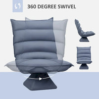 Fauteuil de sol pivotant avec soutien dorsal, fauteuil gaming réglable en microfibre pour la lecture, la détente, la méditation, gris