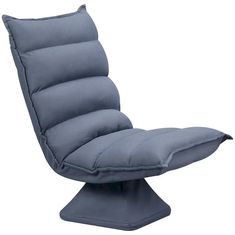 Fauteuil de sol pivotant avec soutien dorsal, fauteuil gaming réglable en microfibre pour la lecture, la détente, la méditation, gris