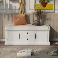 Banc de rangement avec 2 tiroirs et 2 placards, Banc à chaussures avec coussin amovible pour le salon