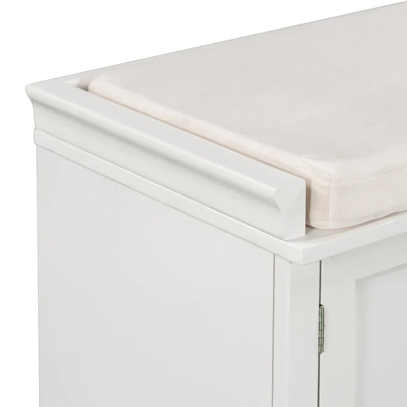 Banc de rangement avec 2 tiroirs et 2 placards, Banc à chaussures avec coussin amovible pour le salon