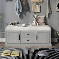 Banc de rangement avec 2 tiroirs et 2 placards, Banc à chaussures avec coussin amovible pour le salon