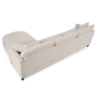 Canapé 4 places spacieux beige 107.87 pouces avec pouf mobile, coussins amovibles et rangement pratique dans l'accoudoir