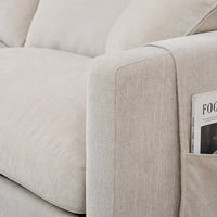 Canapé 4 places spacieux beige 107.87 pouces avec pouf mobile, coussins amovibles et rangement pratique dans l'accoudoir