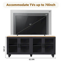 Meuble TV avec étagères réglables pour TV jusqu'à 70, meuble multimédia avec bibliothèques pour salon