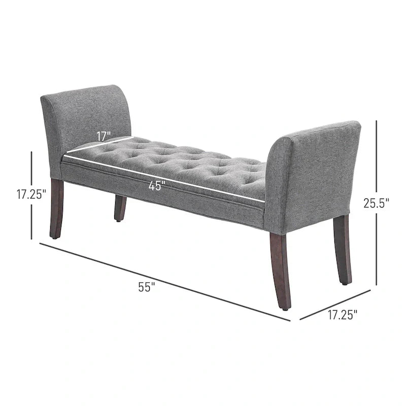 Banc de bout de lit avec capitonnage à boutons, banc d'entrée rembourré