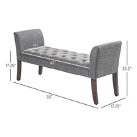 Banc de bout de lit avec capitonnage à boutons, banc d'entrée rembourré