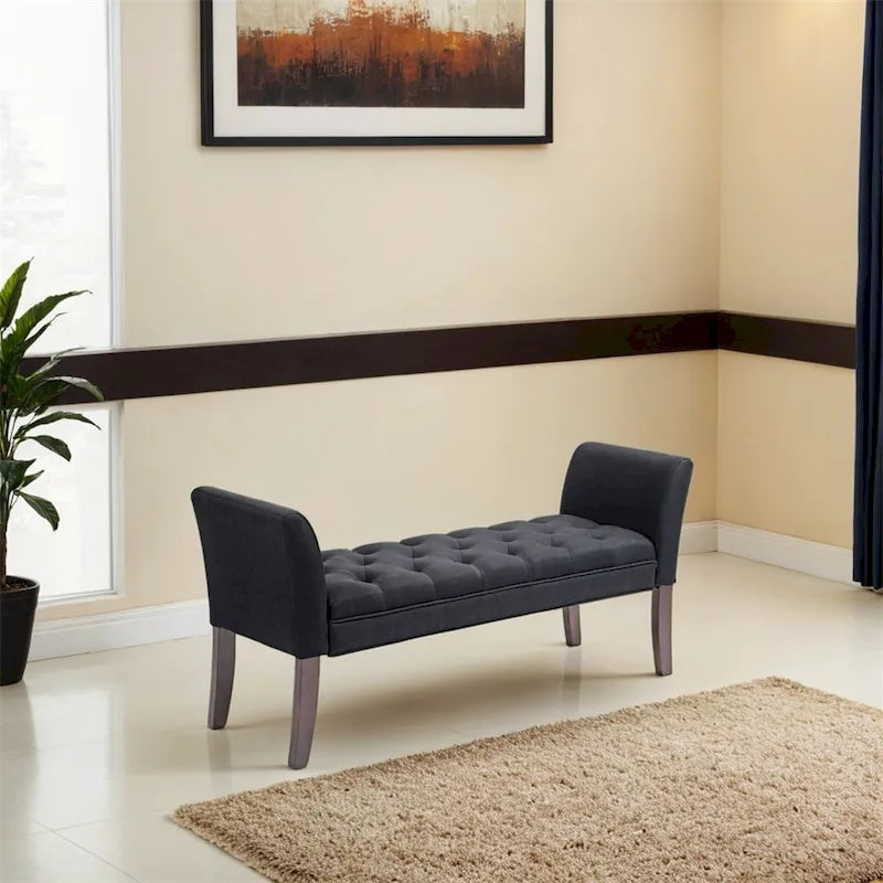 Banc de bout de lit avec capitonnage à boutons, banc d'entrée rembourré
