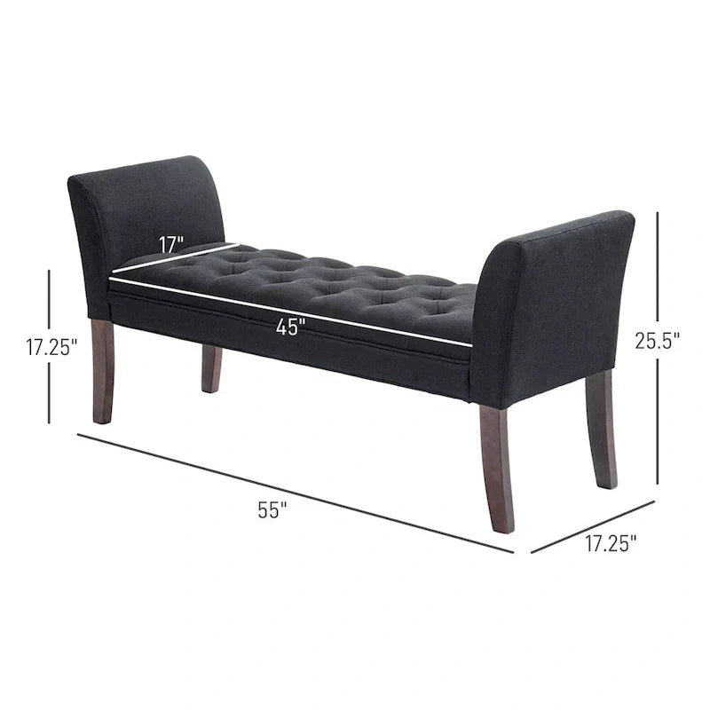 Banc de bout de lit avec capitonnage à boutons, banc d'entrée rembourré