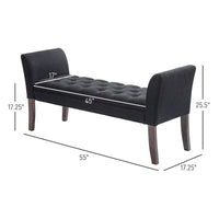 Banc de bout de lit avec capitonnage à boutons, banc d'entrée rembourré