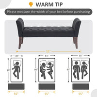 Banc de bout de lit avec capitonnage à boutons, banc d'entrée rembourré