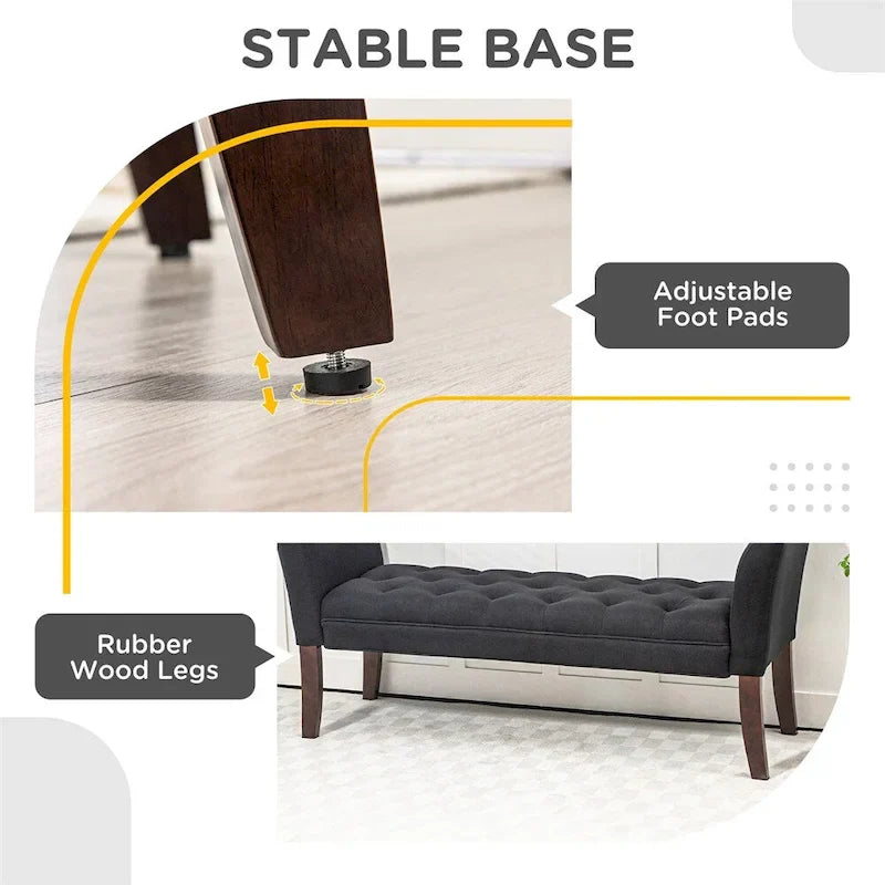 Banc de bout de lit avec capitonnage à boutons, banc d'entrée rembourré