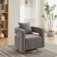 29,1 Fauteuil pivotant avec base en bois patiné