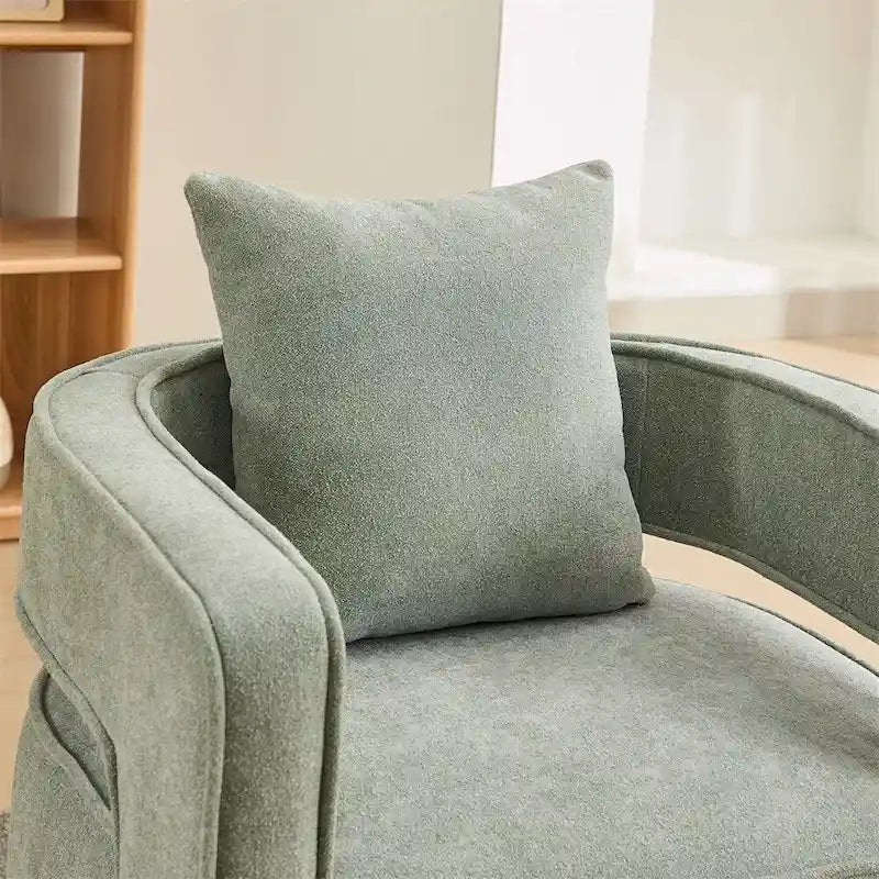 Fauteuil d'appoint pivotant 29,1 pouces avec base en bois vieilli