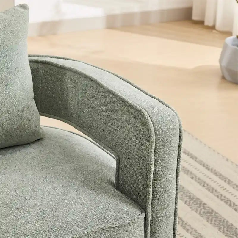 Fauteuil d'appoint pivotant 29,1 pouces avec base en bois vieilli