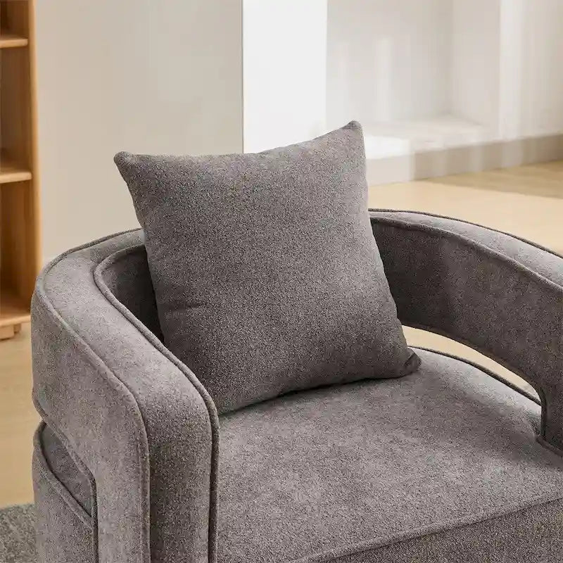 Fauteuil d'appoint pivotant 29,1 pouces avec base en bois vieilli