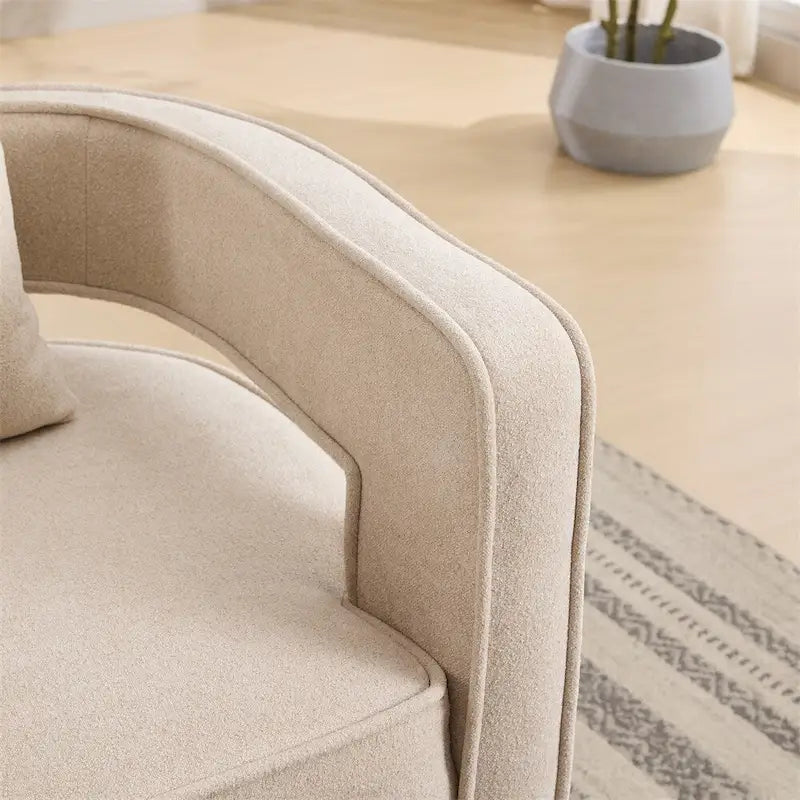 Fauteuil d'appoint pivotant 29,1 pouces avec base en bois vieilli