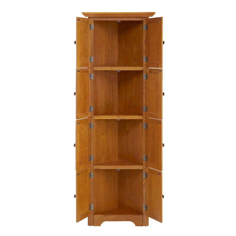 Meuble de rangement de cuisine d'angle à 4 niveaux de 72 po avec 8 portes, armoire haute, armoire d'angle, étagères réglables, armoire de bibliothèque