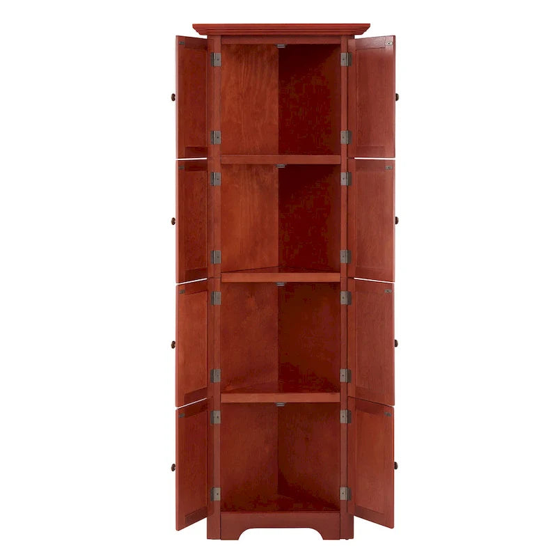 Meuble de rangement de cuisine d'angle à 4 niveaux de 72 po avec 8 portes, armoire haute, armoire d'angle, étagères réglables, armoire de bibliothèque