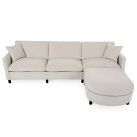 Canapé spacieux beige 107.87 4 places avec ottoman mobile
