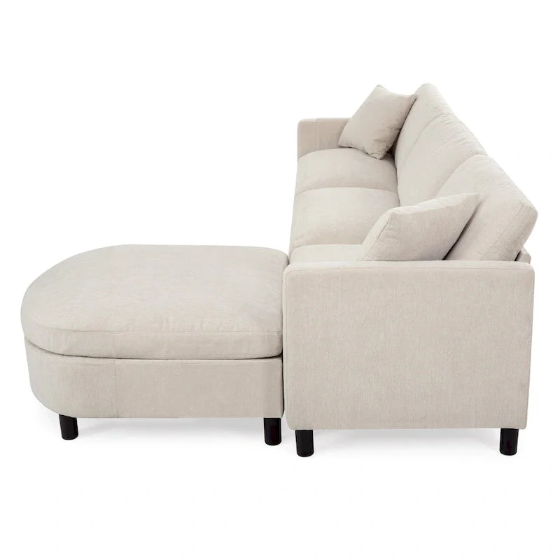 Canapé spacieux beige 107.87 4 places avec ottoman mobile