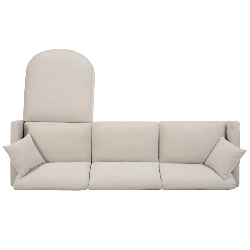 Canapé spacieux beige 107.87 4 places avec ottoman mobile
