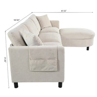 Canapé spacieux beige 107.87 4 places avec ottoman mobile