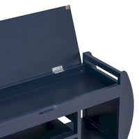 Banc coffre de rangement multifonction avec coussin et panneau latéral galbé pour entrée et salon