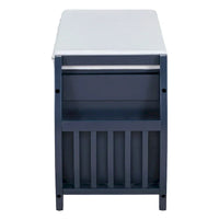 Banc coffre de rangement multifonction avec coussin et panneau latéral galbé pour entrée et salon