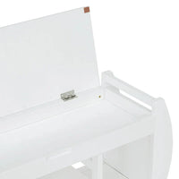 Banc coffre de rangement multifonction avec coussin et panneau latéral galbé pour entrée et salon