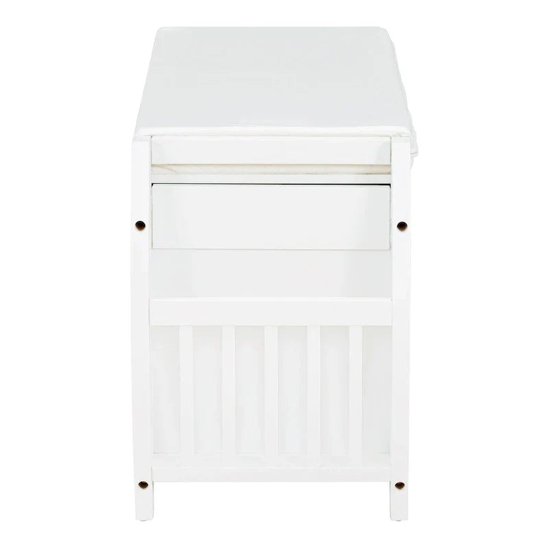 Banc coffre de rangement multifonction avec coussin et panneau latéral galbé pour entrée et salon
