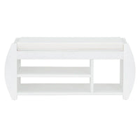 Banc coffre de rangement multifonction avec coussin et panneau latéral galbé pour entrée et salon